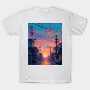 Pink city sunset T-Shirt